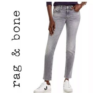 rag & bone-Dre Low Rise Slim Boyfriend Jeans-Denim-Gray-Silver-Size 27
